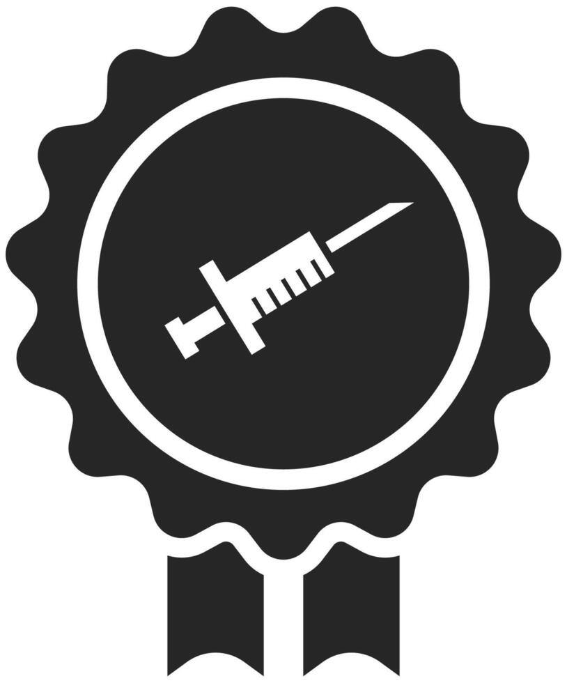 Vaccination certificate concept icon in black and white. Vector illustration.