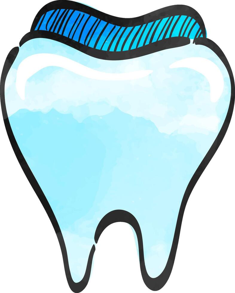 Tooth icon in watercolor style. vector