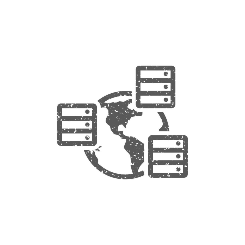 Server icon in grunge texture vector illustration
