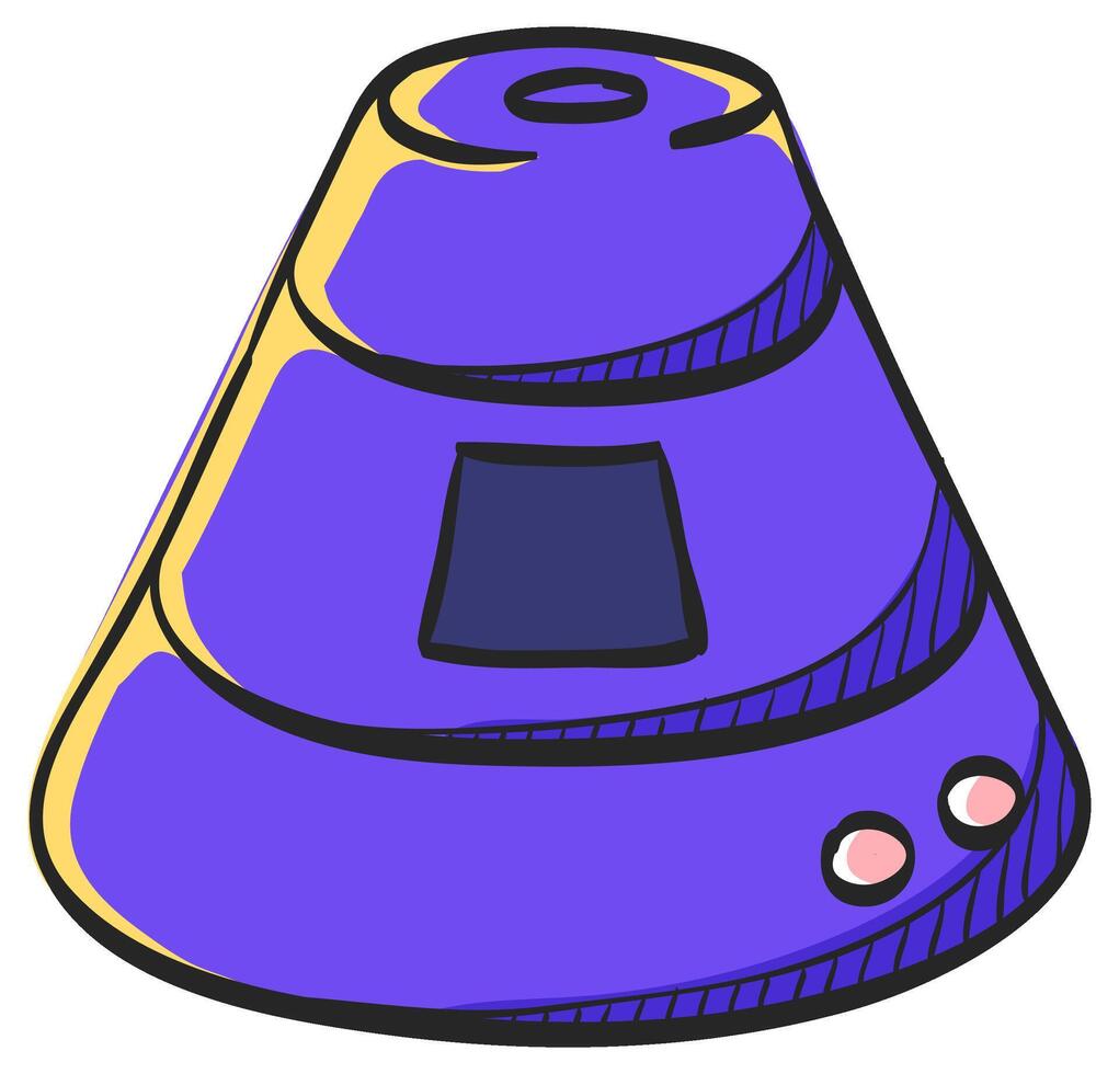 Space capsule icon in hand drawn color vector illustration