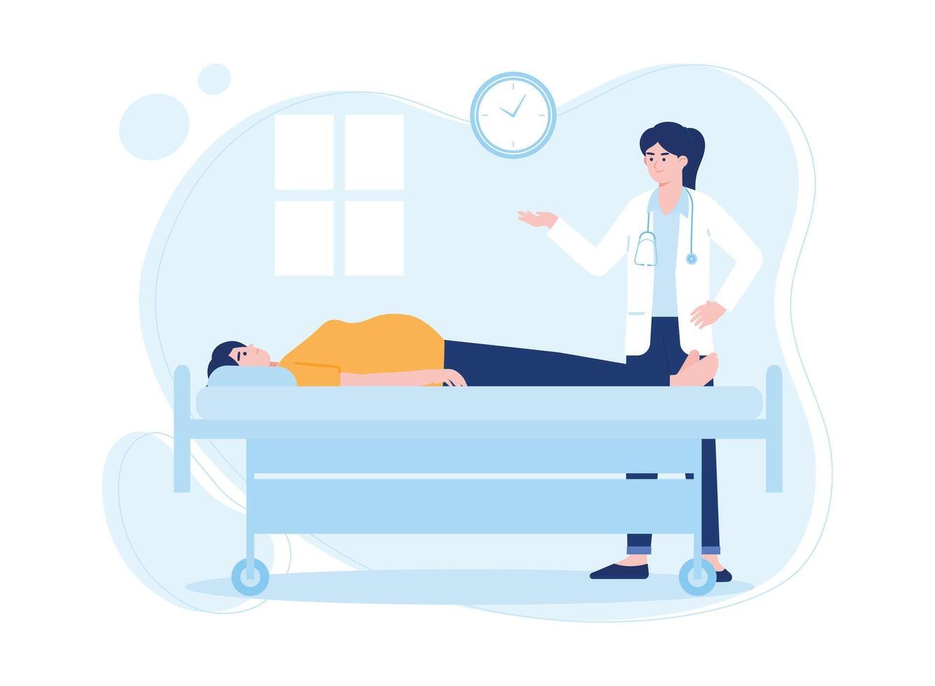 doctor talking to patient in hospital room concept flat illustration vector