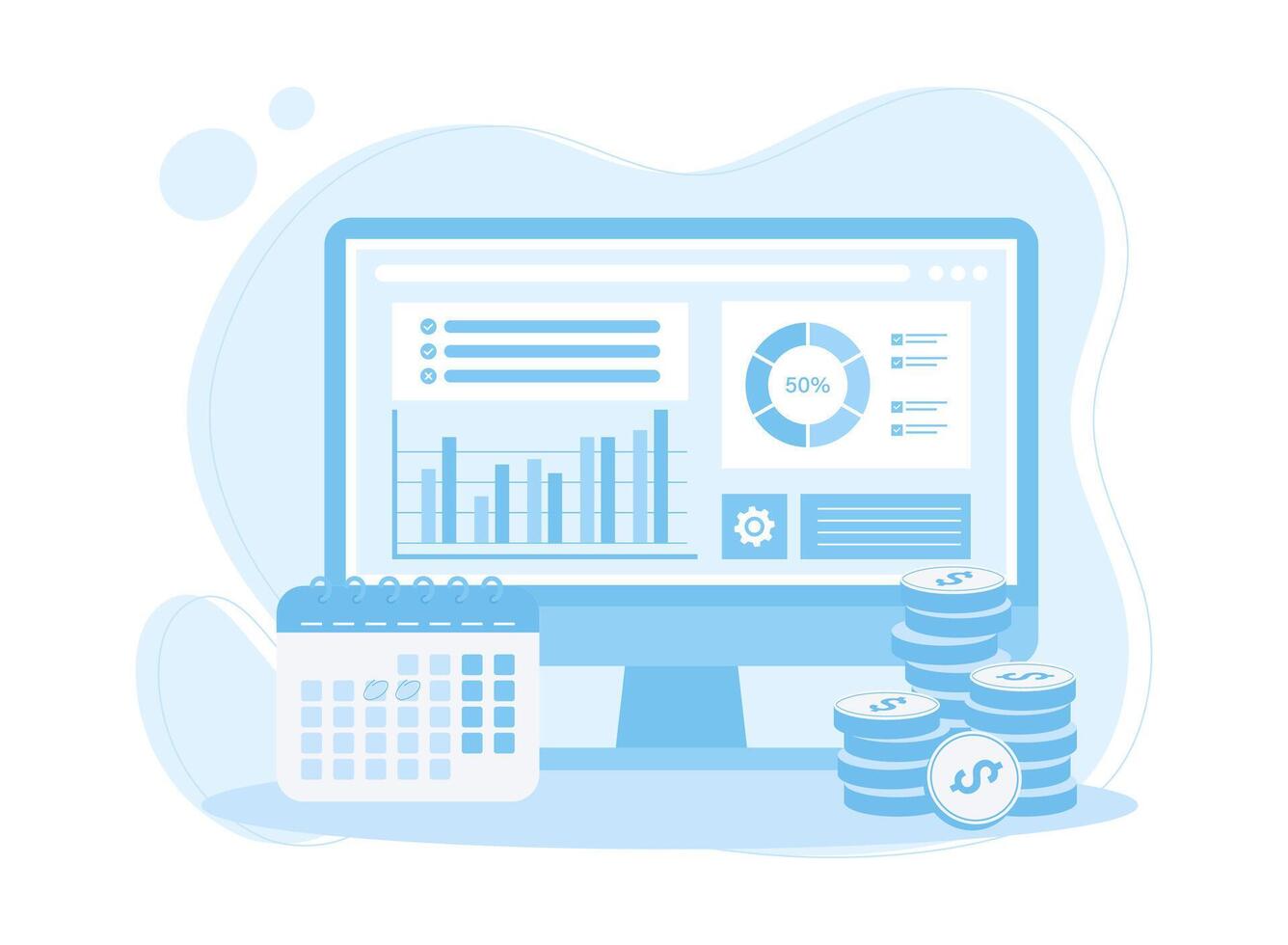 actuación administración gráfico análisis de crecimiento datos concepto plano ilustración vector