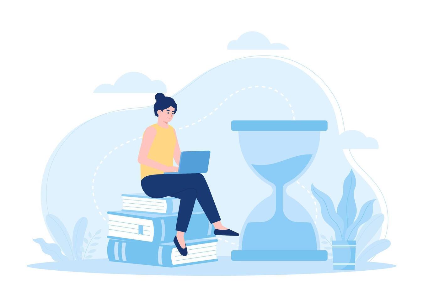 a woman working on a laptop concept flat illustration vector