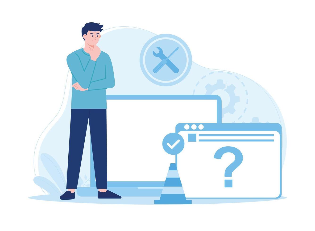 data error on laptop maintenance concept flat illustration vector