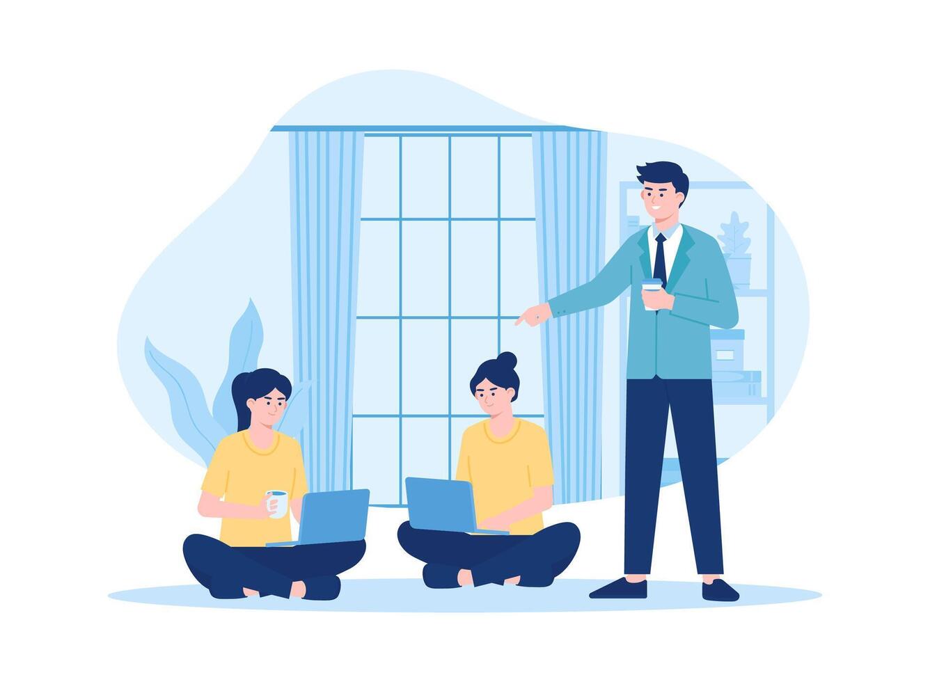 The manager provides work direction concept flat illustration vector