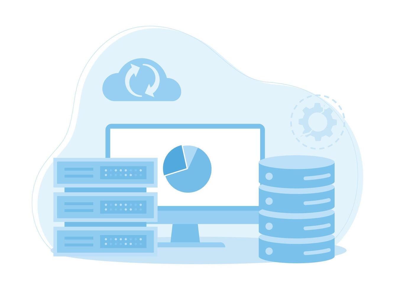 hosting backup and management big data concept flat illustration vector