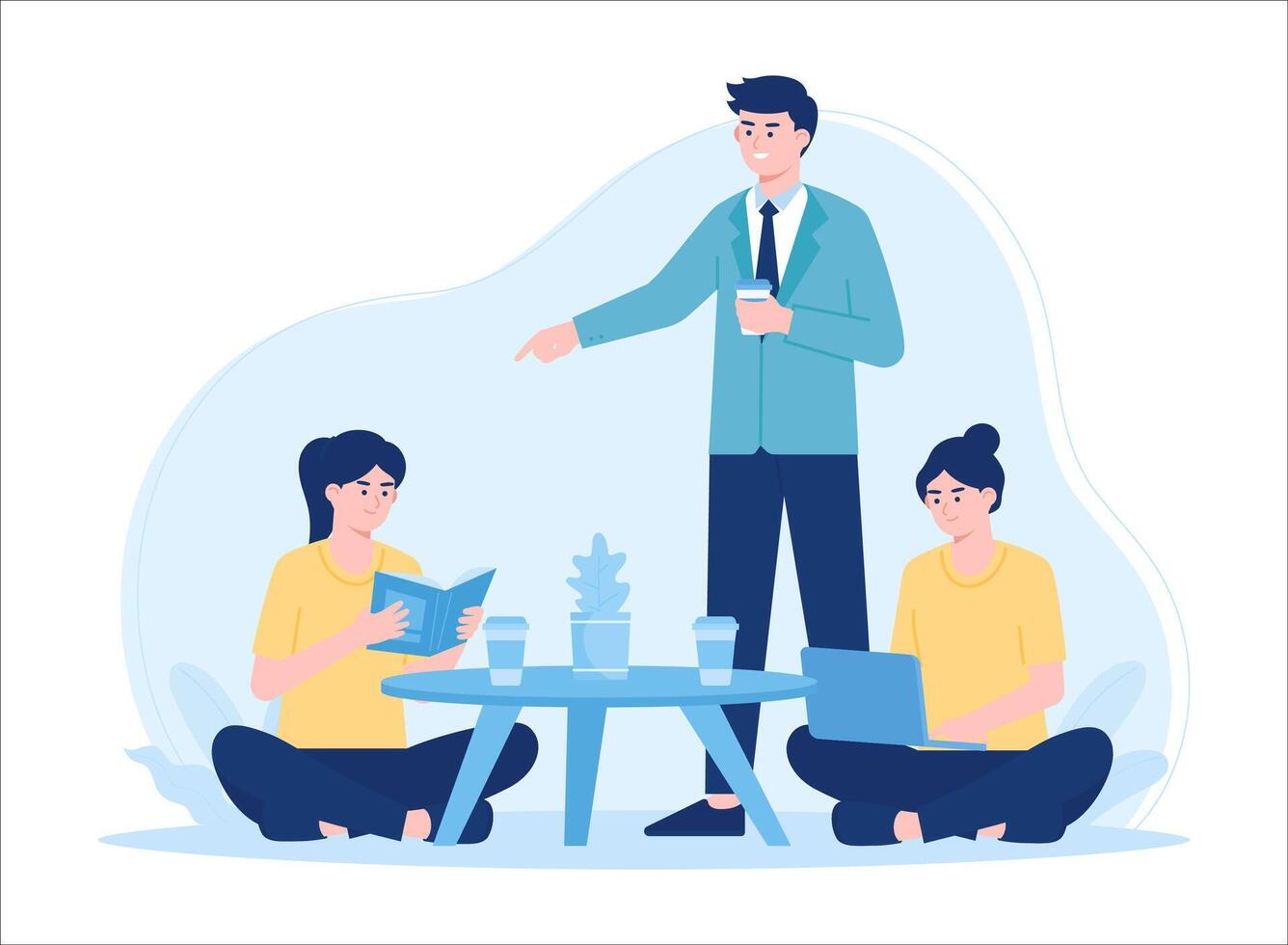 The manager provides work direction concept flat illustration vector