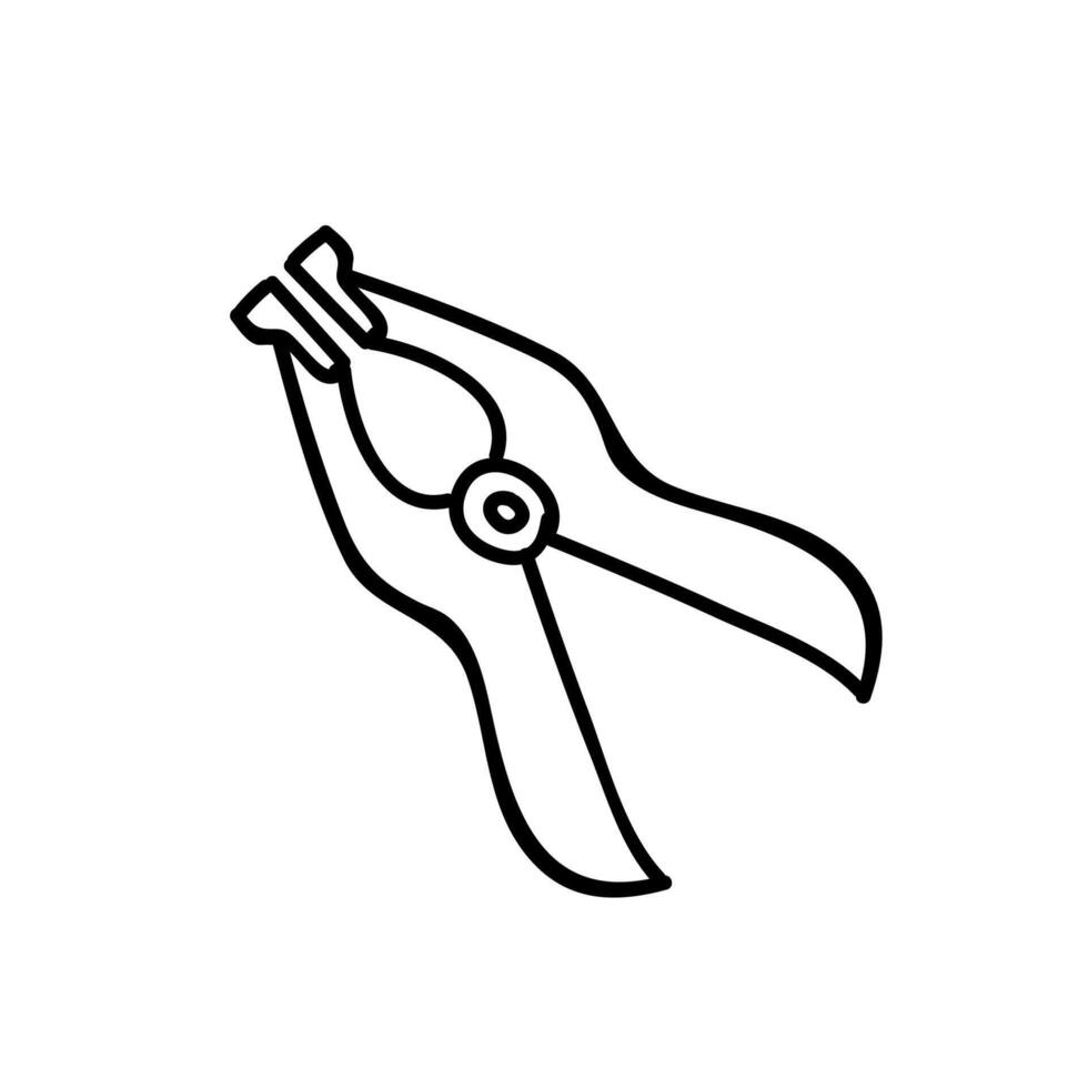 Wood clamp icon. Hand drawn vector illustration. Editable line stroke