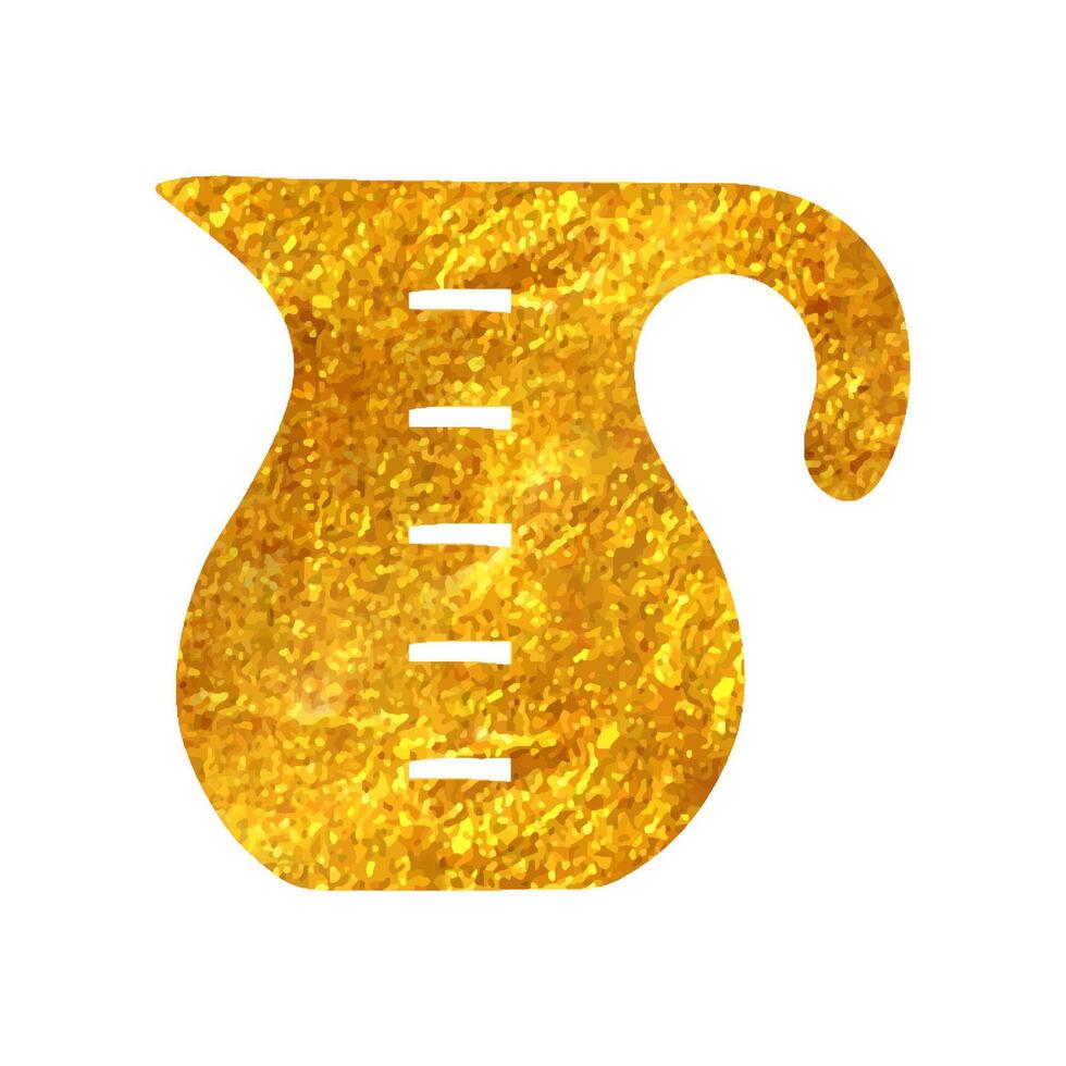 Hand drawn Measure jug icon in gold foil texture vector illustration