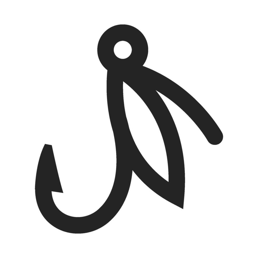 Fishing lure icon in thick outline style. Black and white monochrome vector illustration