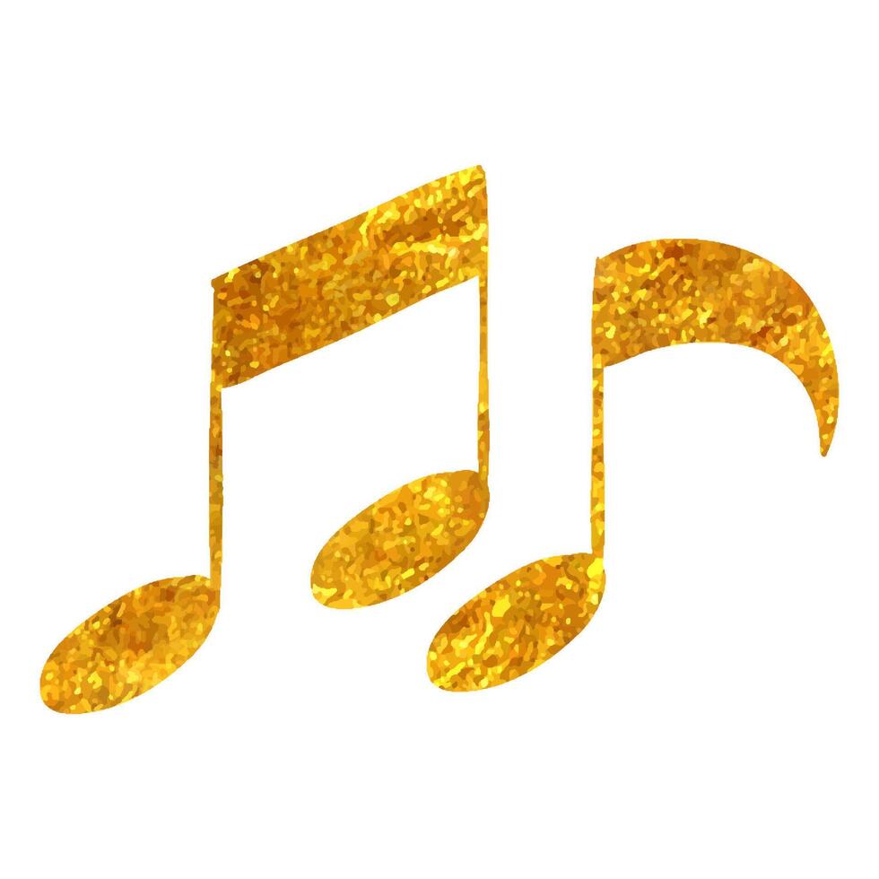 Hand drawn Music notes icon in gold foil texture vector illustration