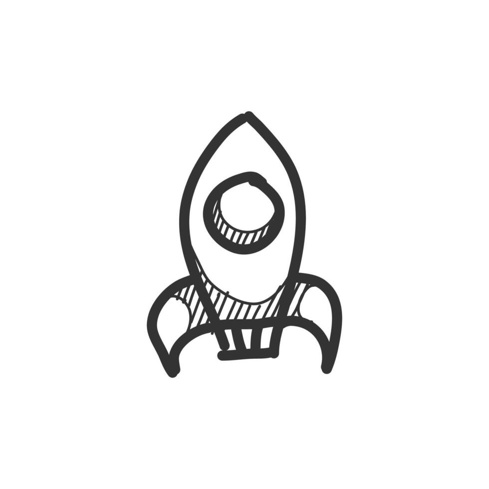 Rocket icon in hand drawn doodle vector