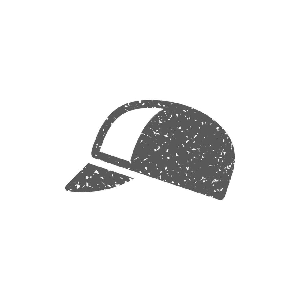 Cycling hat icon in grunge texture vector illustration