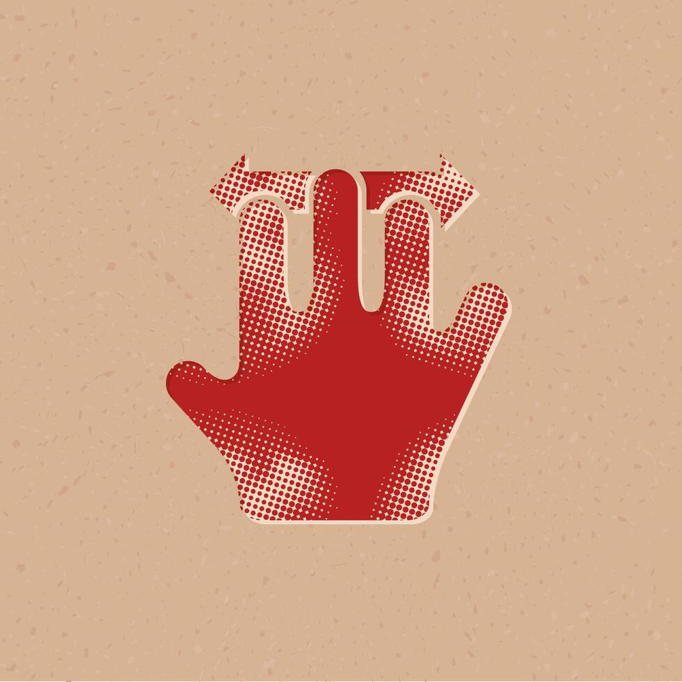 Finger gesture halftone style icon with grunge background vector illustration