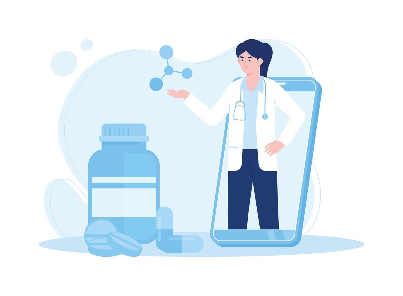 online consultations with doctors and pharmacy services concept flat illustration vector