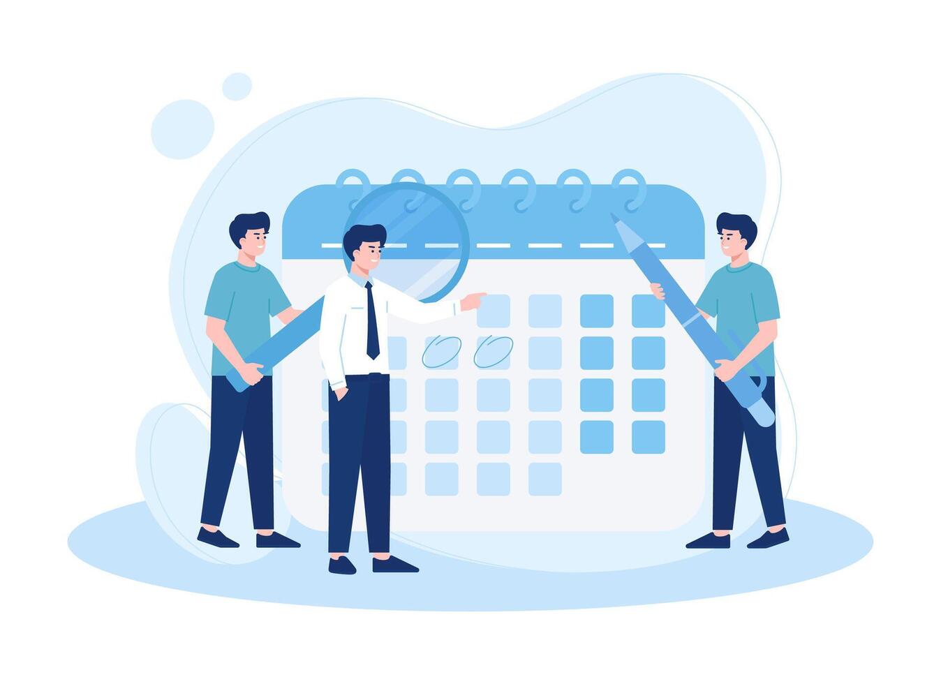 men organize work schedules concept flat illustration vector