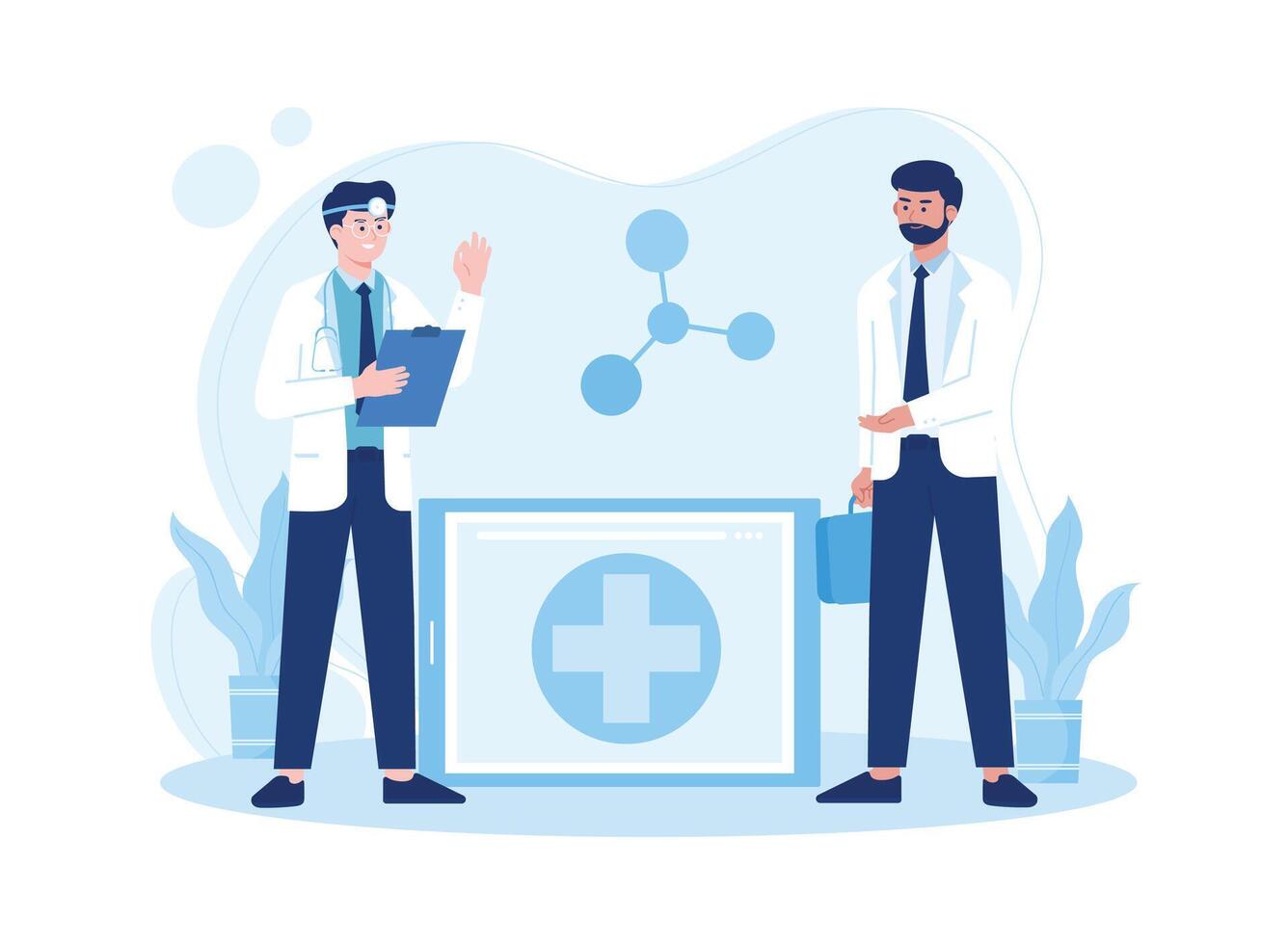 online consultation with a doctor concept flat illustration vector