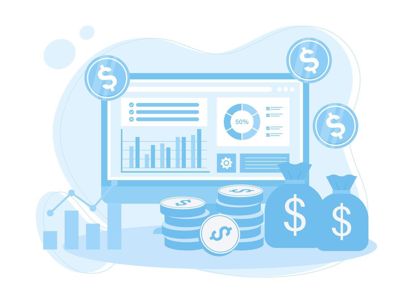 financiero administración concepto y inversión bandera modelo de pago con dinero concepto plano ilustración vector