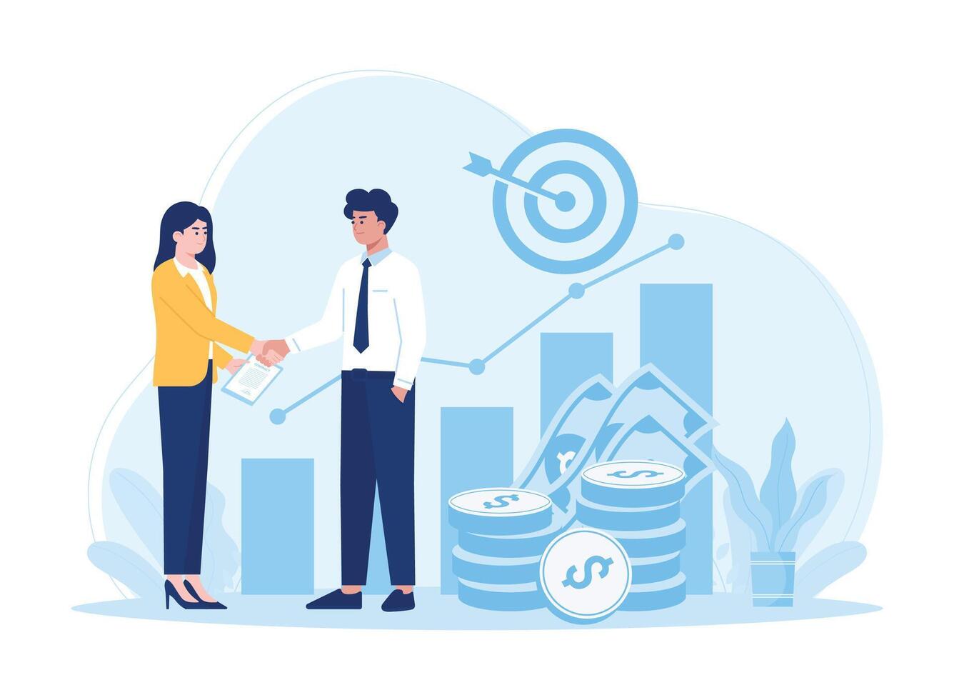 contract approval and company business strategy concept flat illustration vector