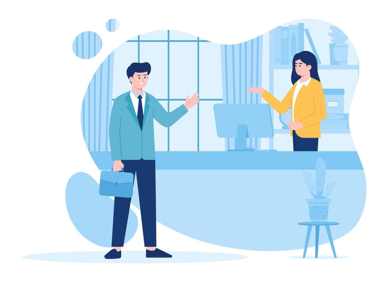 team co-working space concept flat illustration vector
