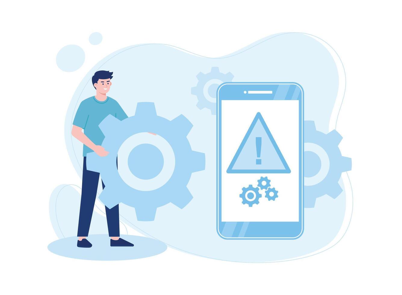 Phone error repair and troubleshooting concept flat illustration vector