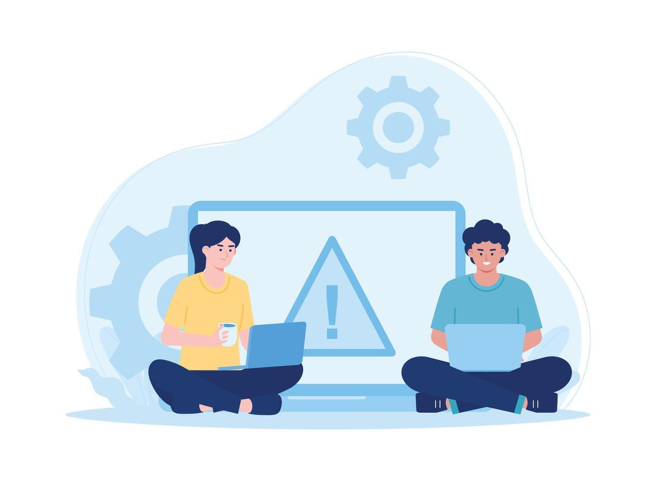 fixing errors and warnings on websites and digital computer diagnostics concept flat illustration vector