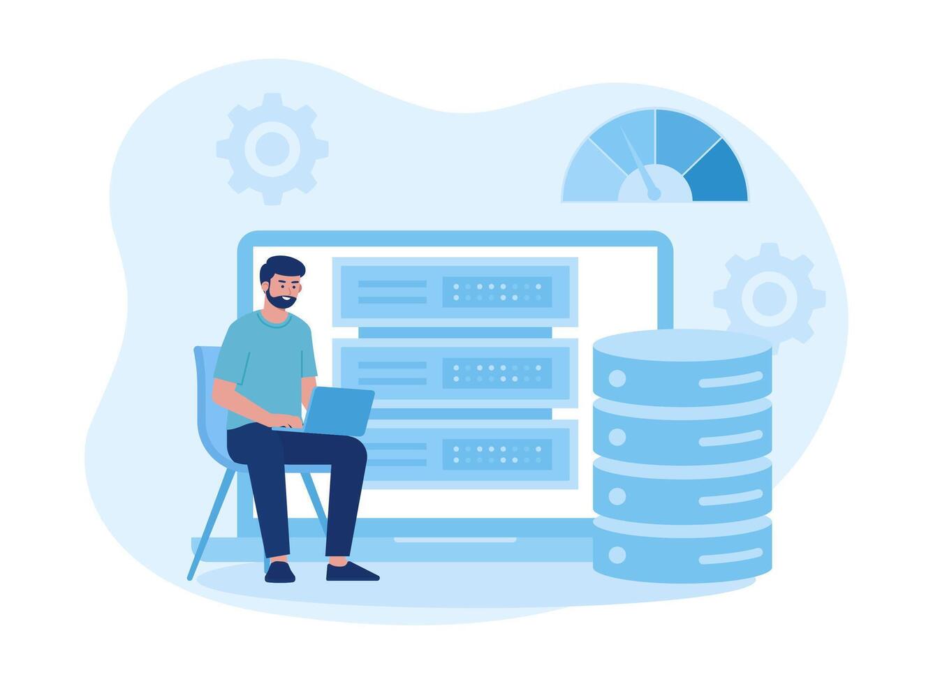 data analysis managers  database developers  and working administrators. concept flat illustration vector