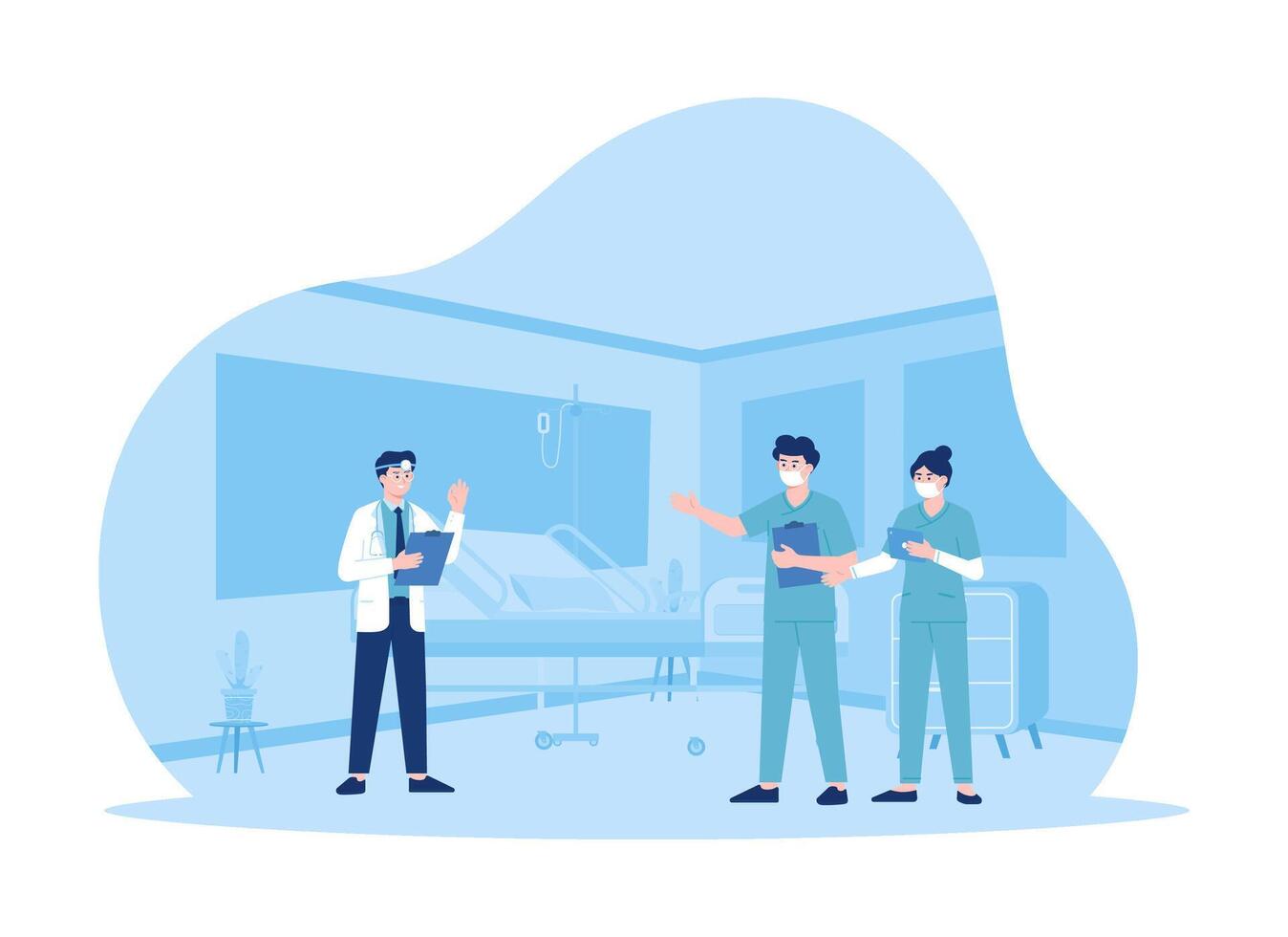 doctor and nursing team concept flat illustration vector