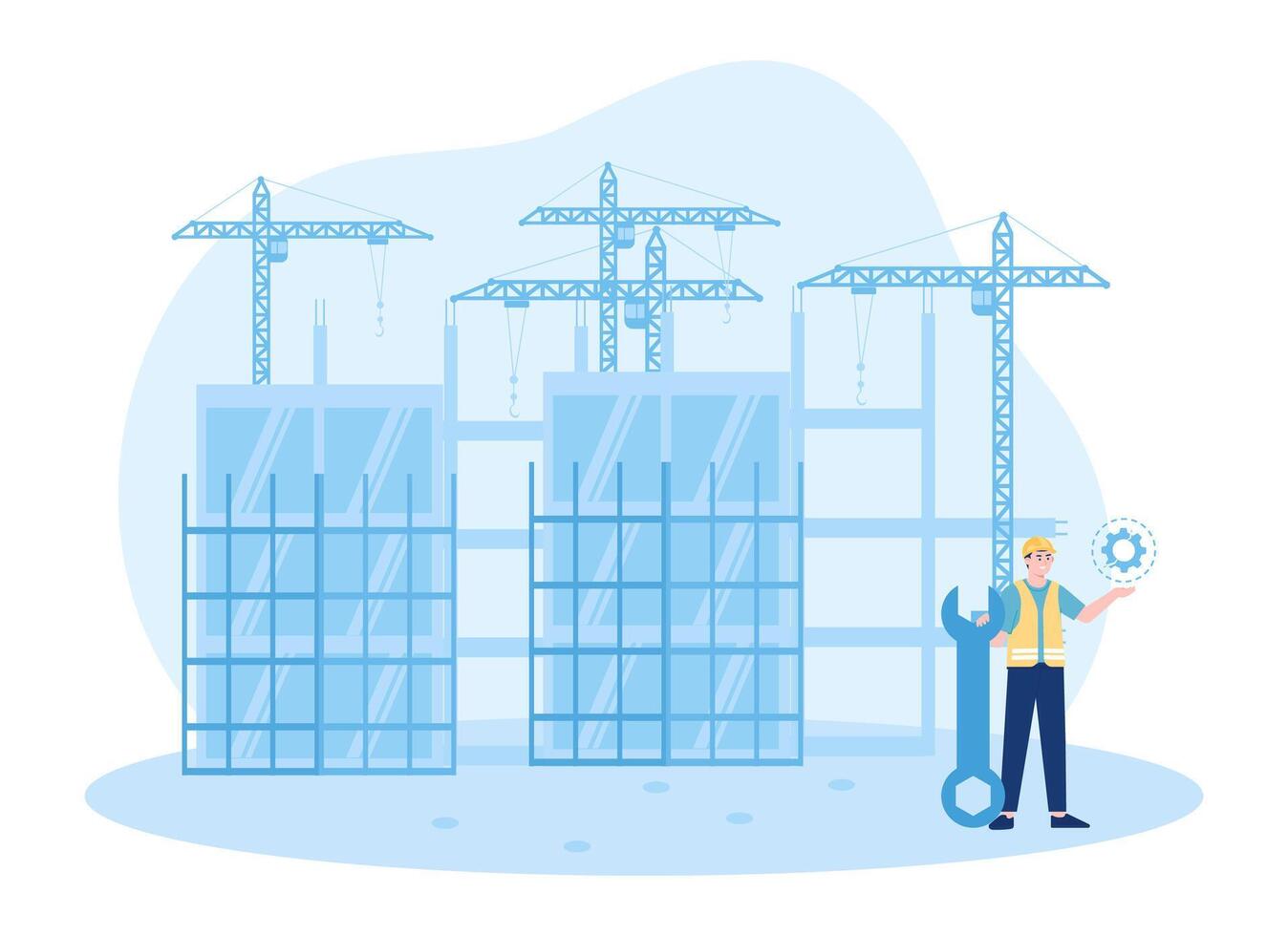 engineering and construction concept flat illustration vector