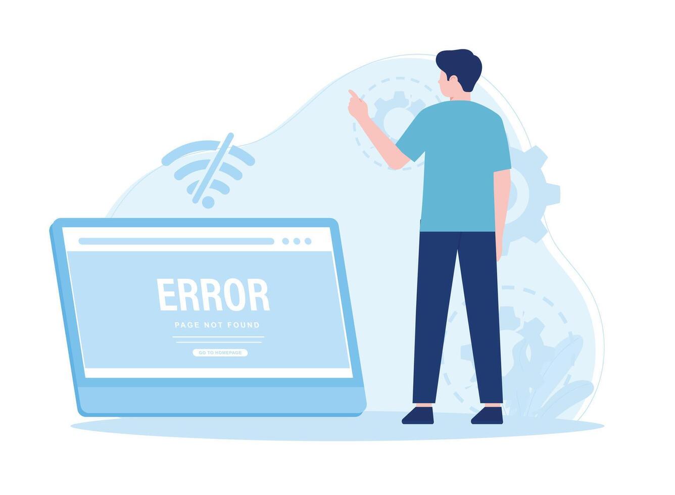 troubleshooting network problems on website pages concept flat illustration vector