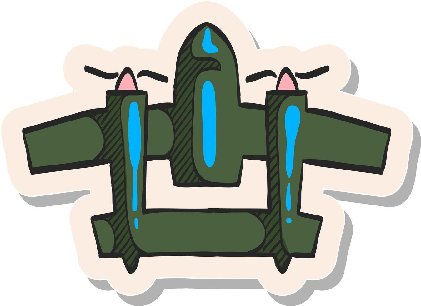 mano dibujado Clásico avión icono en pegatina estilo vector ilustración