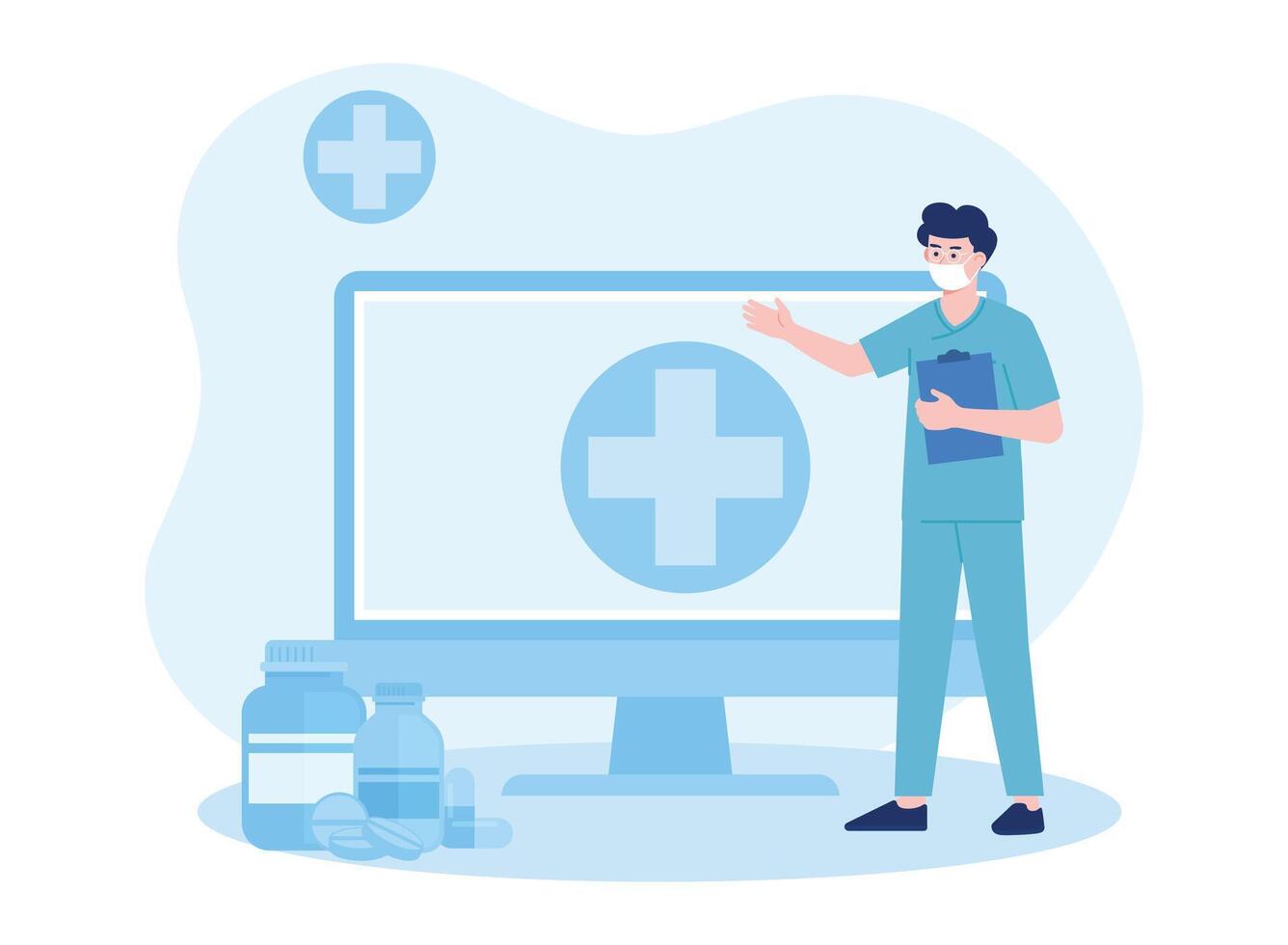 online consultation with a doctor concept flat illustration vector