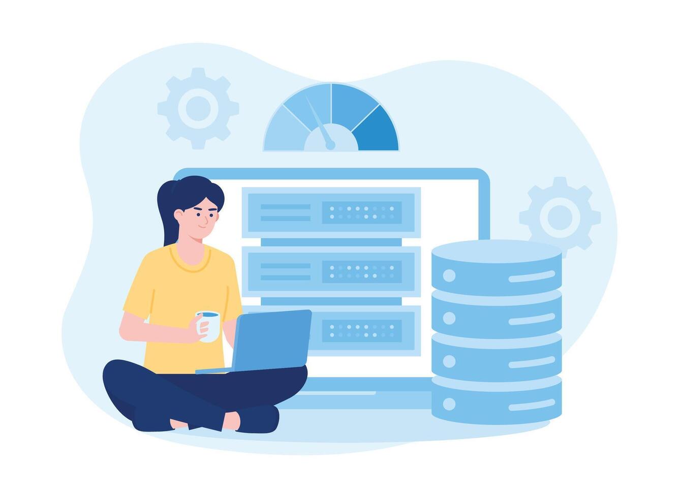 data storage or storage indicator on the computer screen concept flat illustration vector