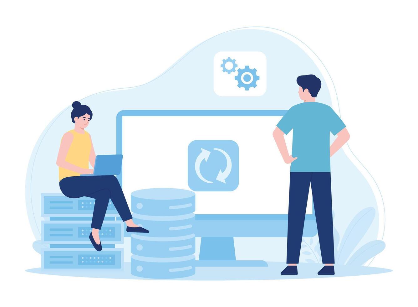 big data management concept flat illustration vector