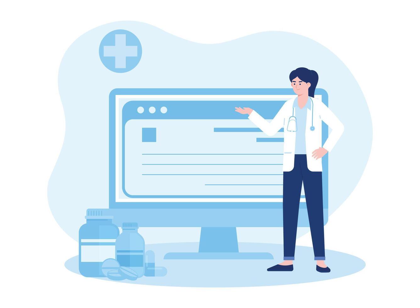 online consultation with a doctor concept flat illustration vector