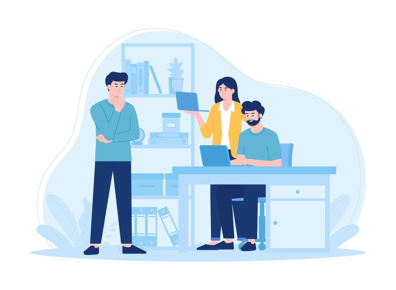 Team collaboration at work concept flat illustration vector