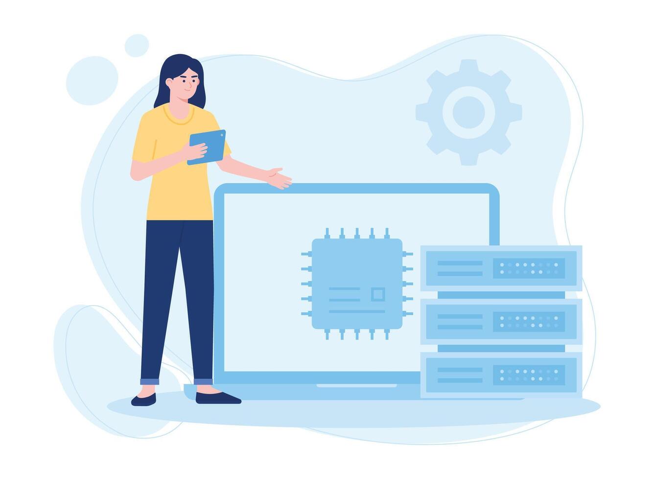 online database  big data storage  information base  computer application concept flat illustration vector