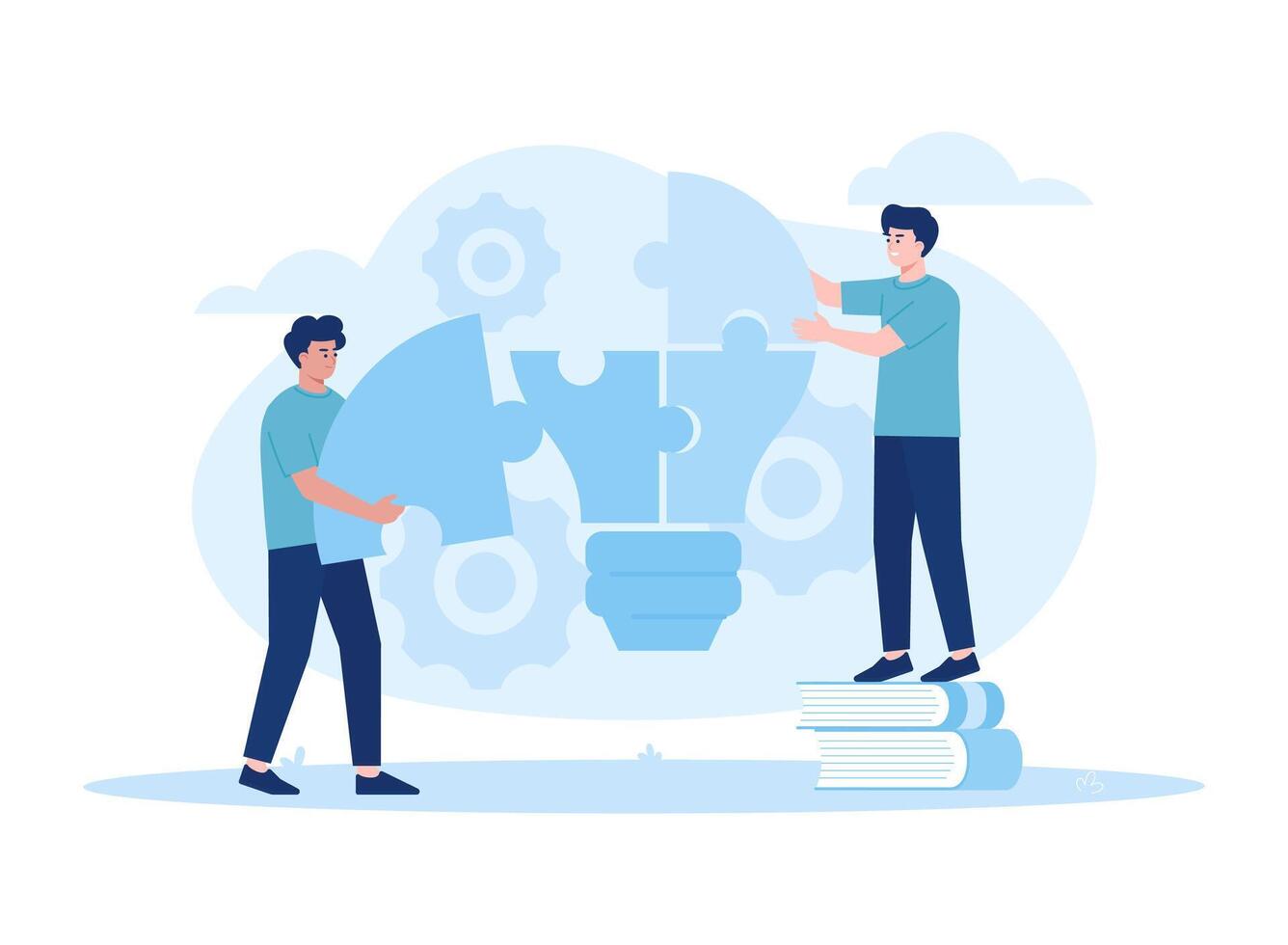 Teamwork ideas of partnership and departmental cooperation concept flat illustration vector