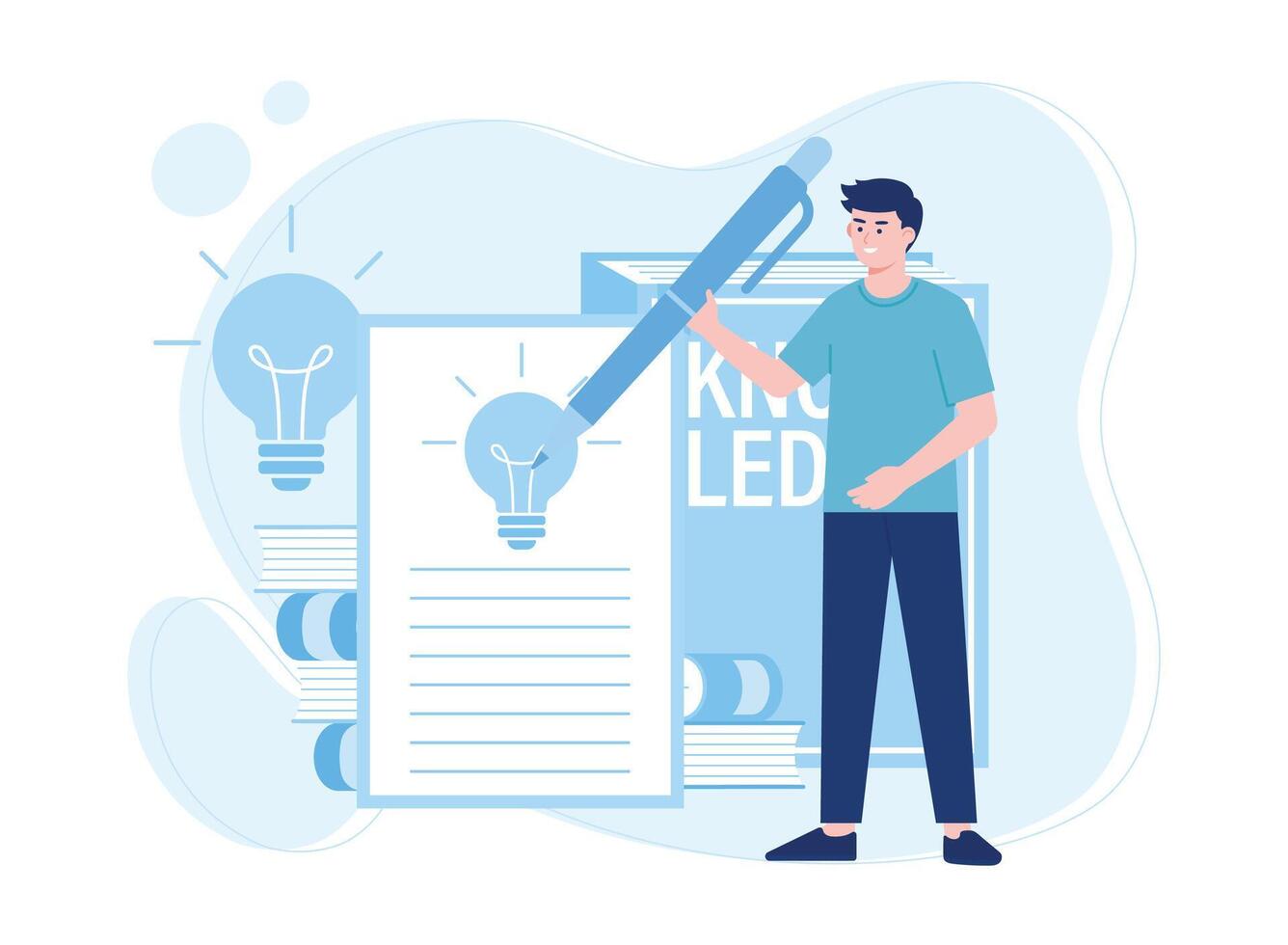 man writing on paper exam concept concept flat illustration vector