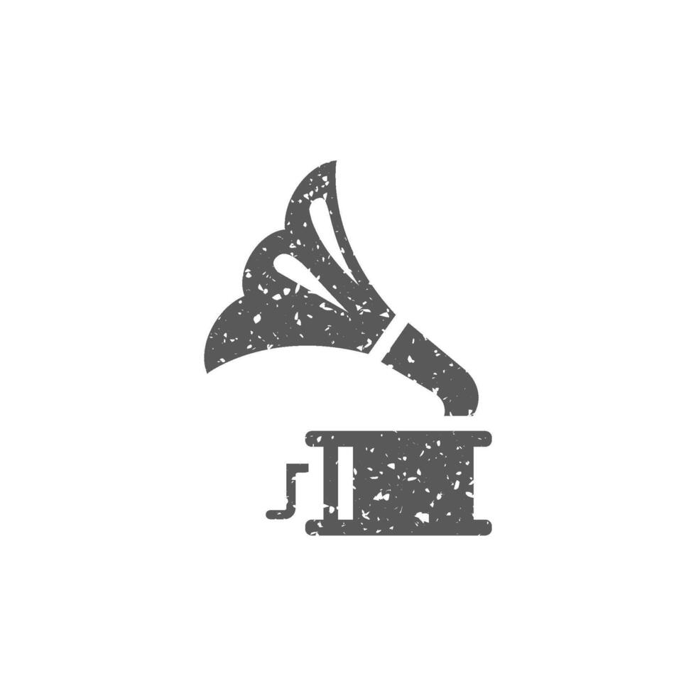 Gramophone icon in grunge texture vector illustration