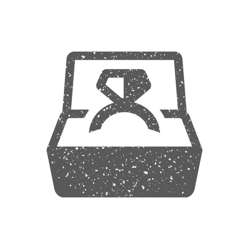 Wedding ring icon in grunge texture vector illustration