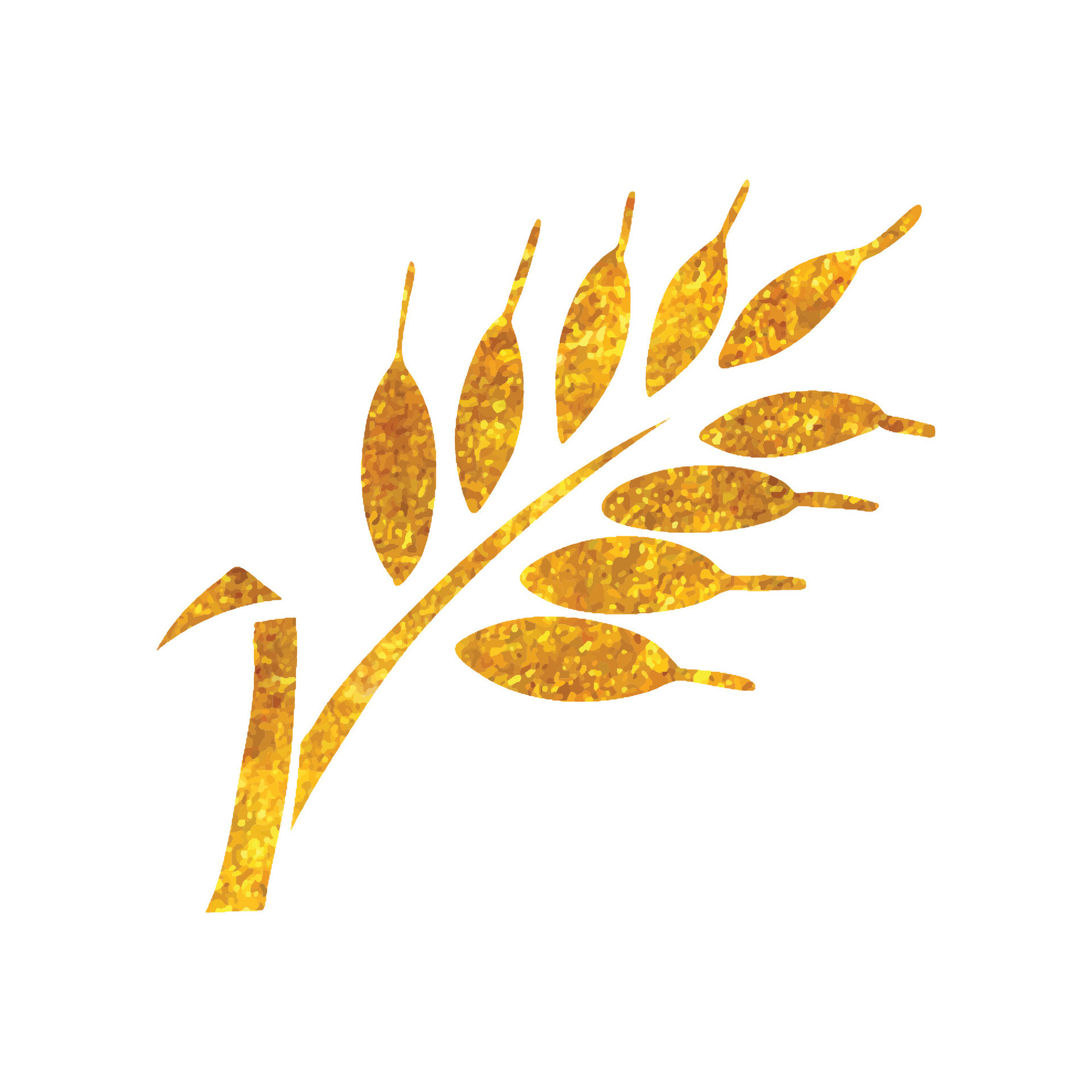 Hand drawn Wheat icon in gold foil texture vector illustration 38826487