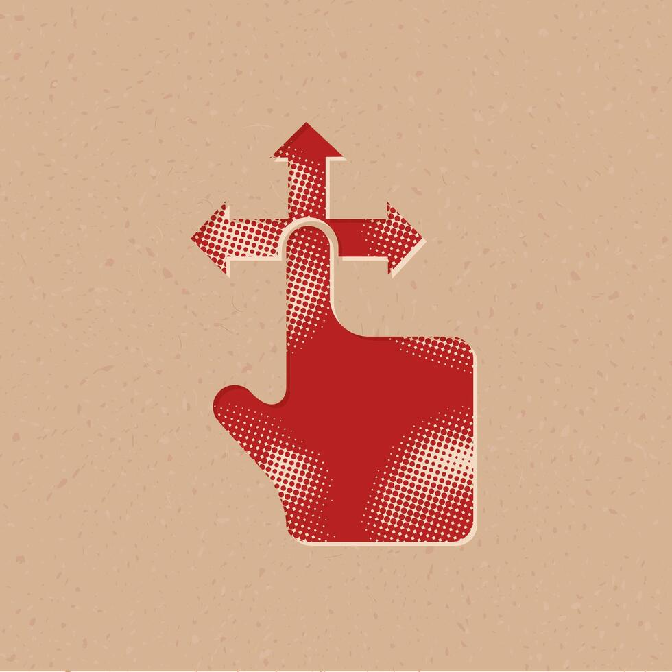 Finger gesture halftone style icon with grunge background vector illustration