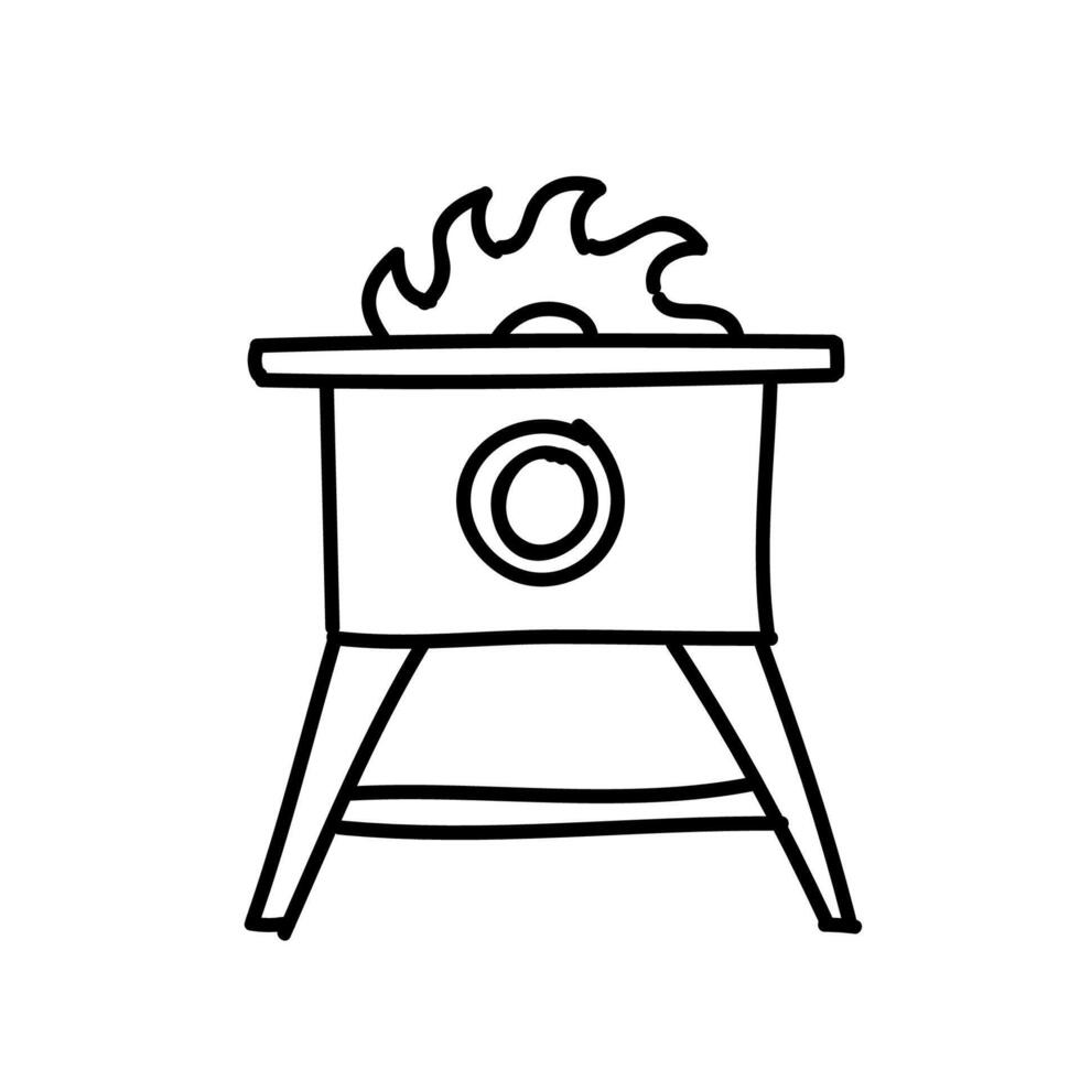 Woodworking table saw icon. Hand drawn vector illustration. Editable line stroke