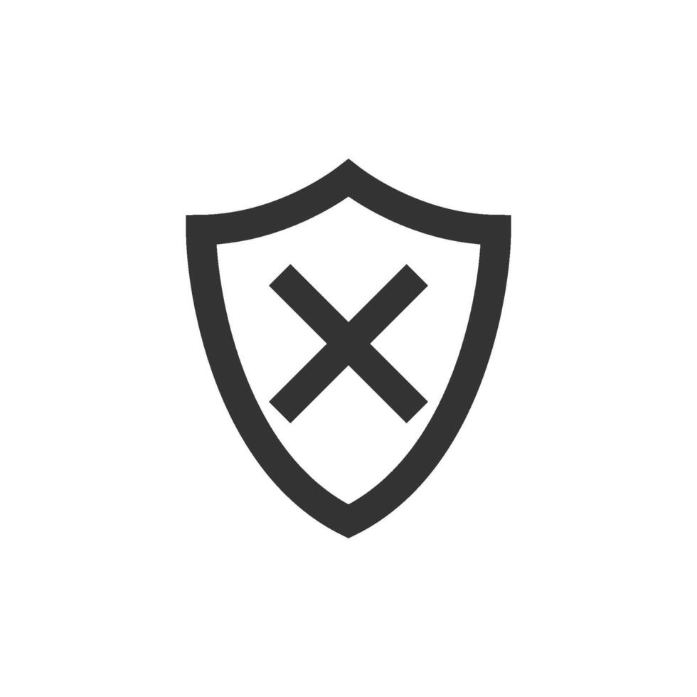 Shield icon in thick outline style. Black and white monochrome vector illustration.