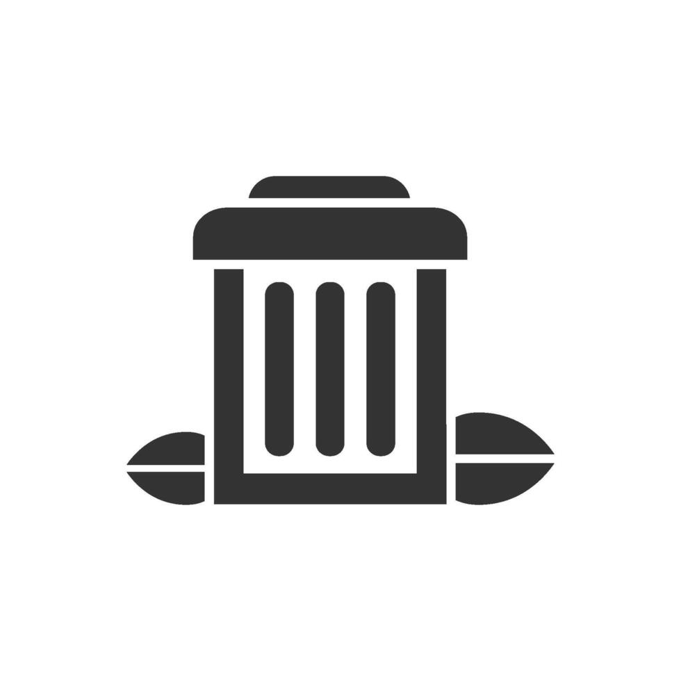 Trash bin icon in thick outline style. Black and white monochrome vector illustration.