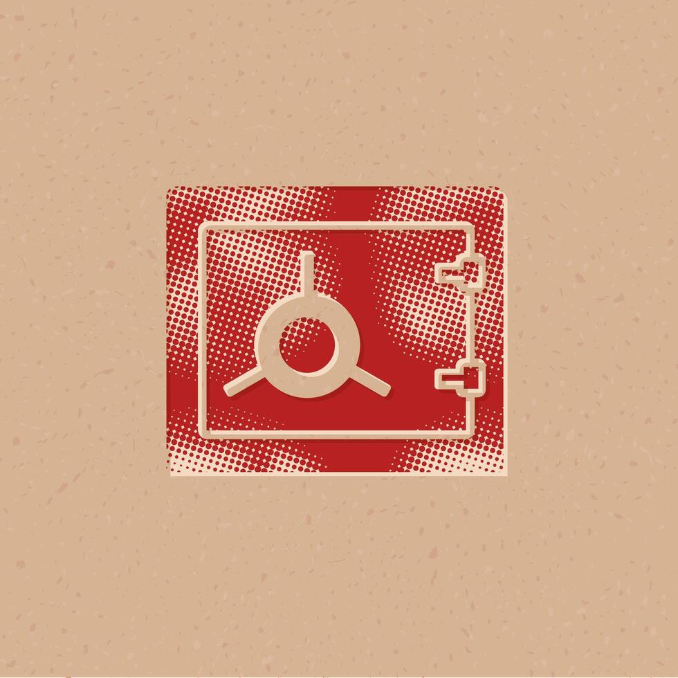 Safe box halftone style icon with grunge background vector illustration