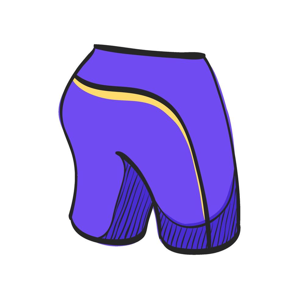 Cycling pants icon in hand drawn color vector illustration