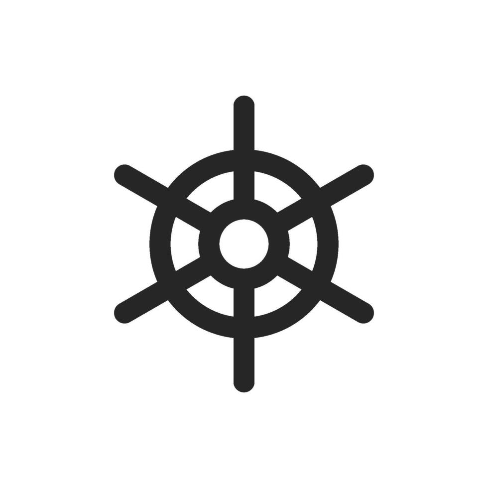 Ship steer wheel icon in thick outline style. Black and white monochrome vector illustration.
