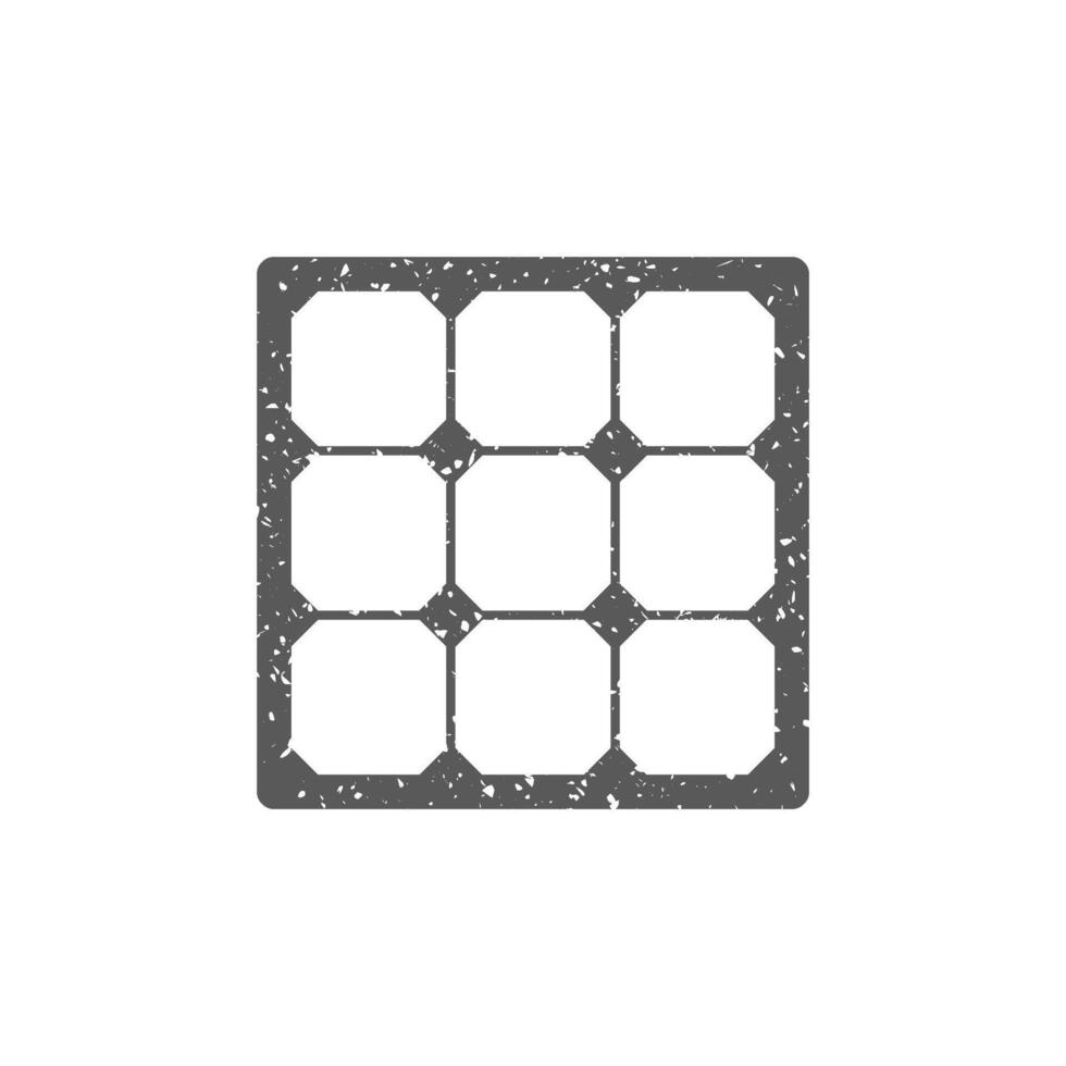 Solar cells panel icon in grunge texture vector illustration